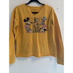 Disney Yellow Pullover Hooded Lightweight Top Mickey & Friends Size L